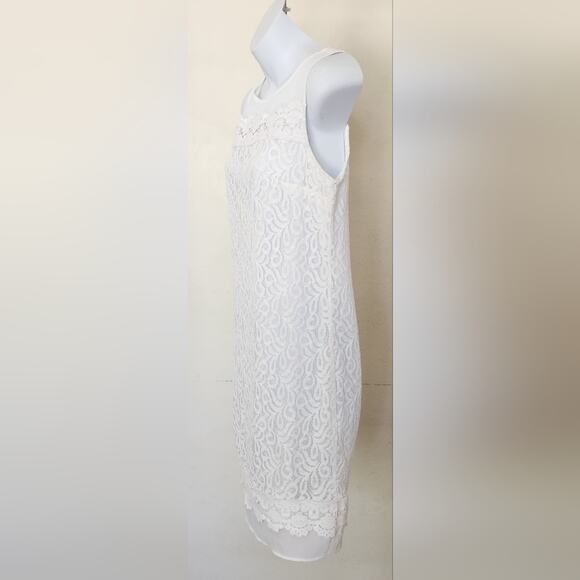 ELLEN TRACY WHITE LACE SHIFT DRESS SIZE 2 - Picture 8 of 14